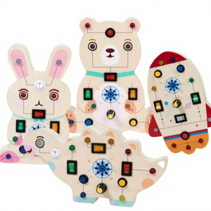 CPC CE EN71 LED Montessori Busy Board Set Wooden Sensory Board Light Switch Preschool Learning Activities Educational Kids Toys