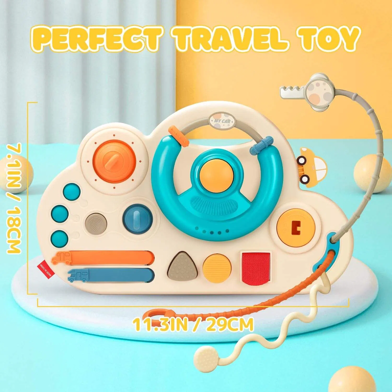 Baby Sensory Toys Montessori Pull String Travel Toddler Toys Busy Board