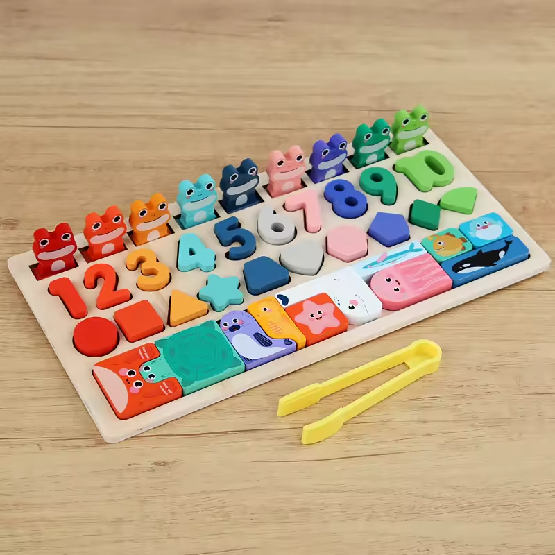 Montessori Toys Wooden Matching Puzzle Multi-style Logarithmic Board Fine Motor Skills Toys for Boys Girls