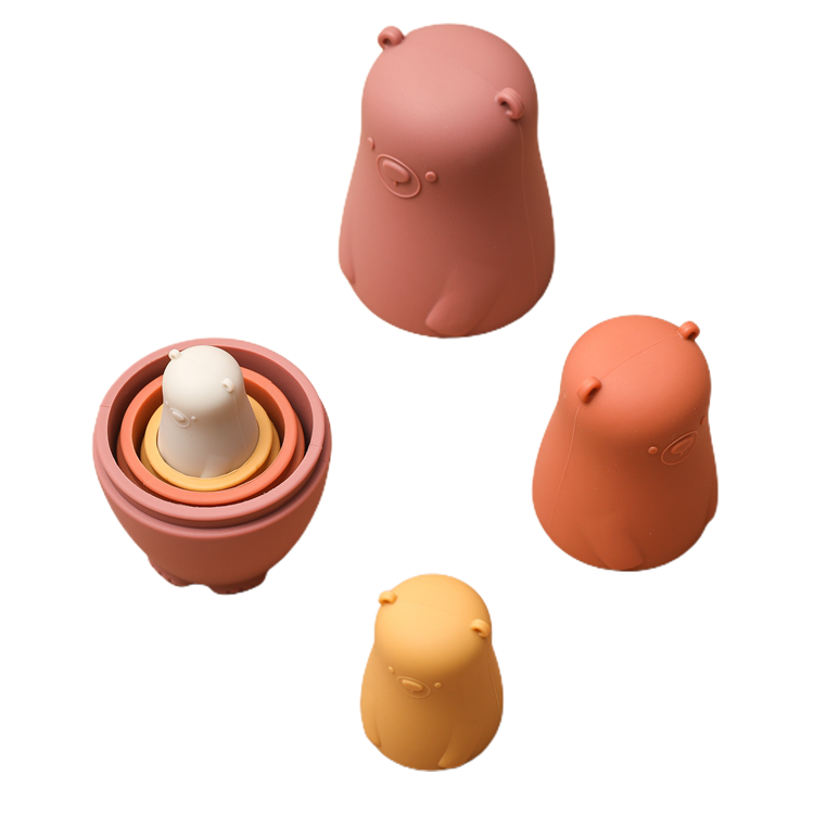 Factory Direct for Children Montessori Educational Bears Stacking Toys Silicone Matryoshka Russian Nesting Dolls