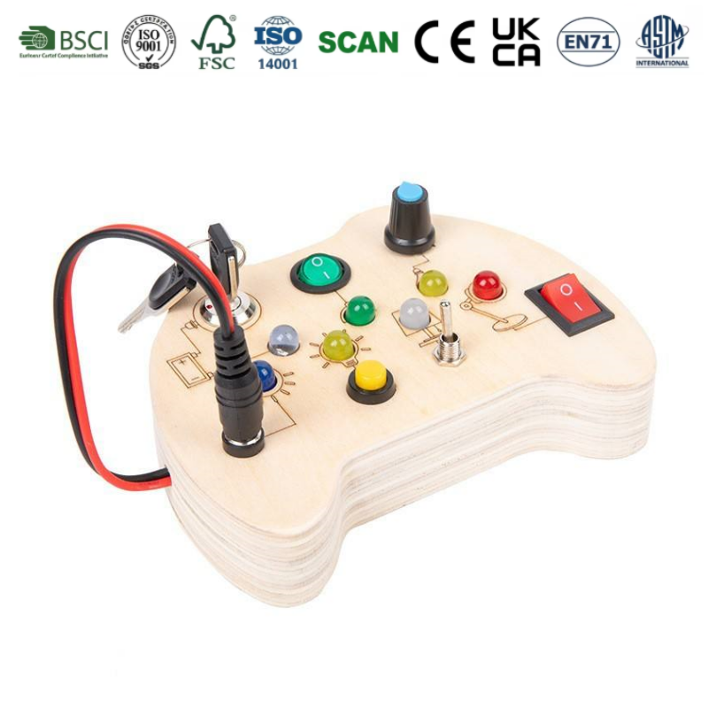 Wooden Busy Board With Carry Handle Educational Games Montessori Sensory Toy CE Certified For Children 5 To 7 Years