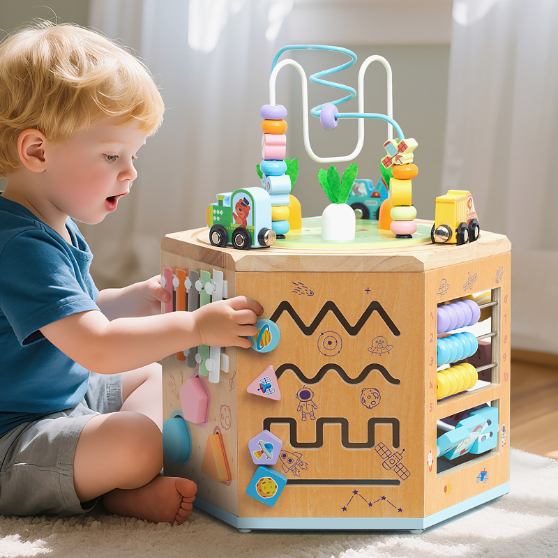 Kindergarten Developmental Montessori Toys Toddlers First Birthday Gift Wooden Activity Cube