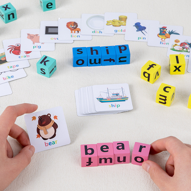 Montessori English Battle Spelling Words Games Cartoon Card Children Educational Learning Teaching Aids Toys for Kids Boys Girls