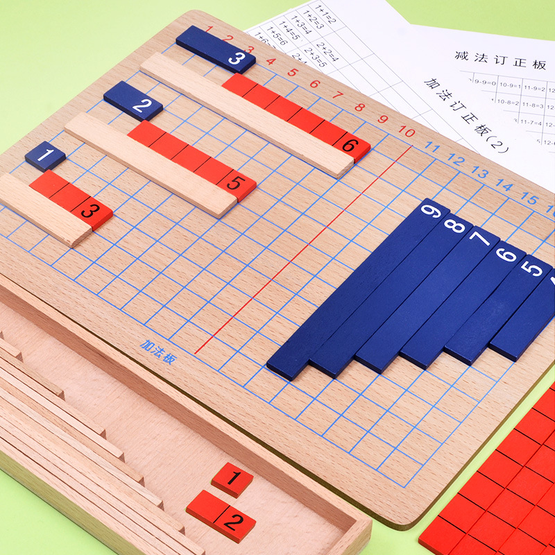 Montessori Materials Math Teaching Educational Toys for Children Wooden Colorful Beads Addition Subtraction Board Kids Math Toys