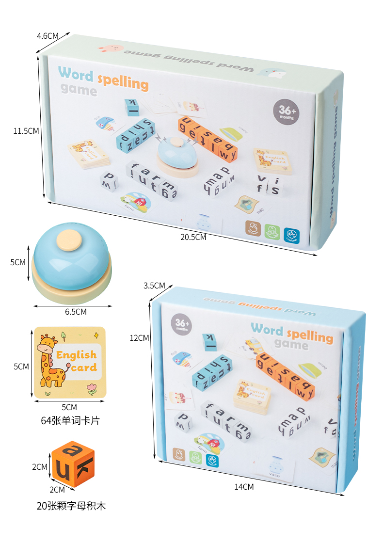 Montessori Wooden Spelling Toy Desktop English Learning Autism Sensory Educational Teaching Aids for Kids Boys Girls