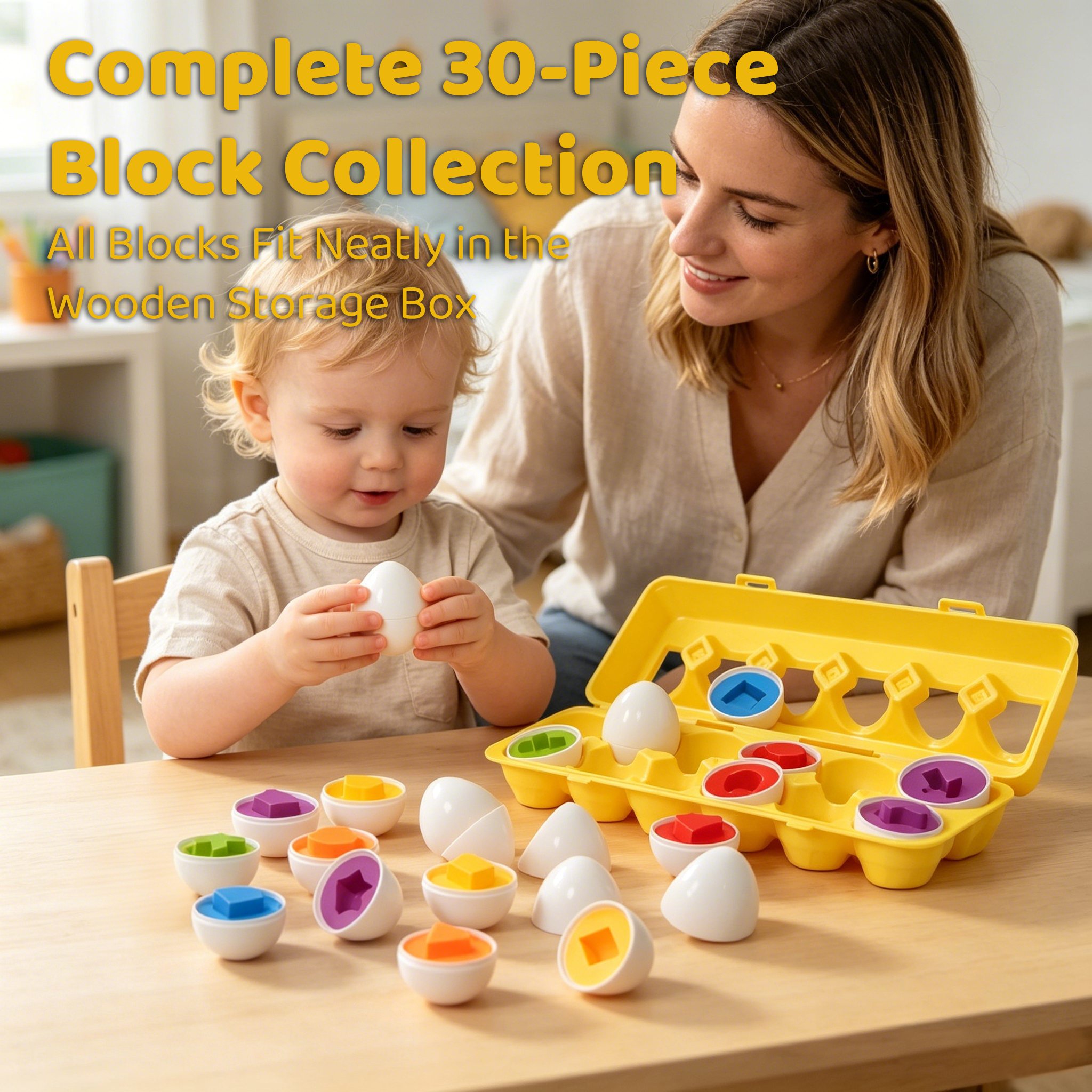 New Arrival Montessori Educational Toy for Toddlers Matching Eggs Game for Shape Color Recognition Sorting Nesting Stacking Toy