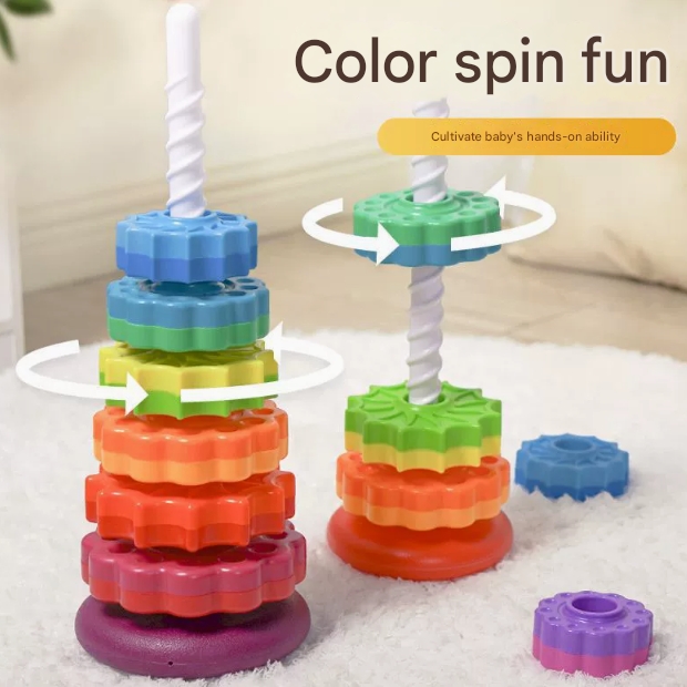 Montessori Educational Sensory Toys Kids Kids Stacking Rainbow Gears Toddler Motor Skills Development Plastic Stack Toys Perfect
