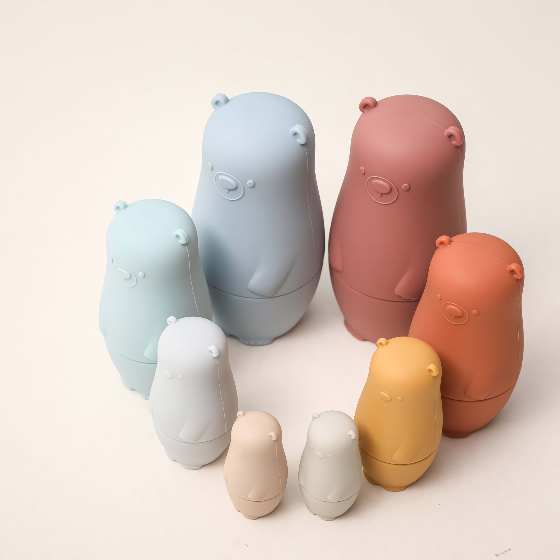 Factory Direct for Children Montessori Educational Bears Stacking Toys Silicone Matryoshka Russian Nesting Dolls