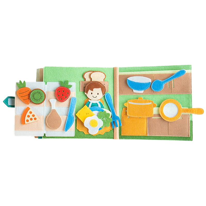 Kids Sensory Busy Book Montessori Toys Basic Life Skills Activity Baby Felt Books Early Learning Educational Toys Colorful