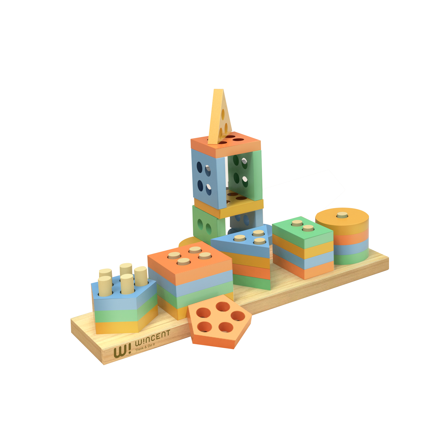 Wooden Montessori Shape Sorter Educational Geometric Stacking Blocks Toddler Learning Gift Preschool Fine Motor Skills