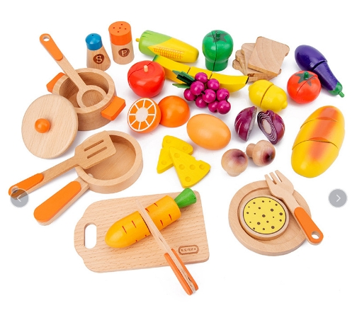 EMA Kids Simulation Fruit Cutting Toys Safe Eco-Friendly Wooden Toys
