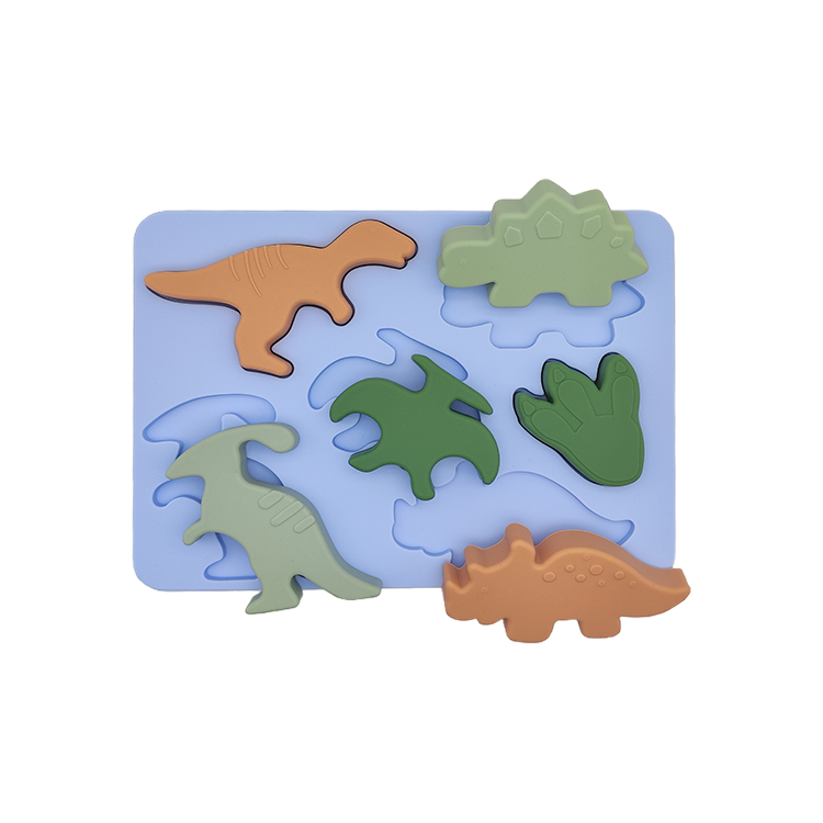 Educational Montessori Dinosaur Shapes BPA-Free Eco-friendly Silicone DIY Puzzle Baby Toys Gift for 2-4 &amp; 5-7 Years Old Children