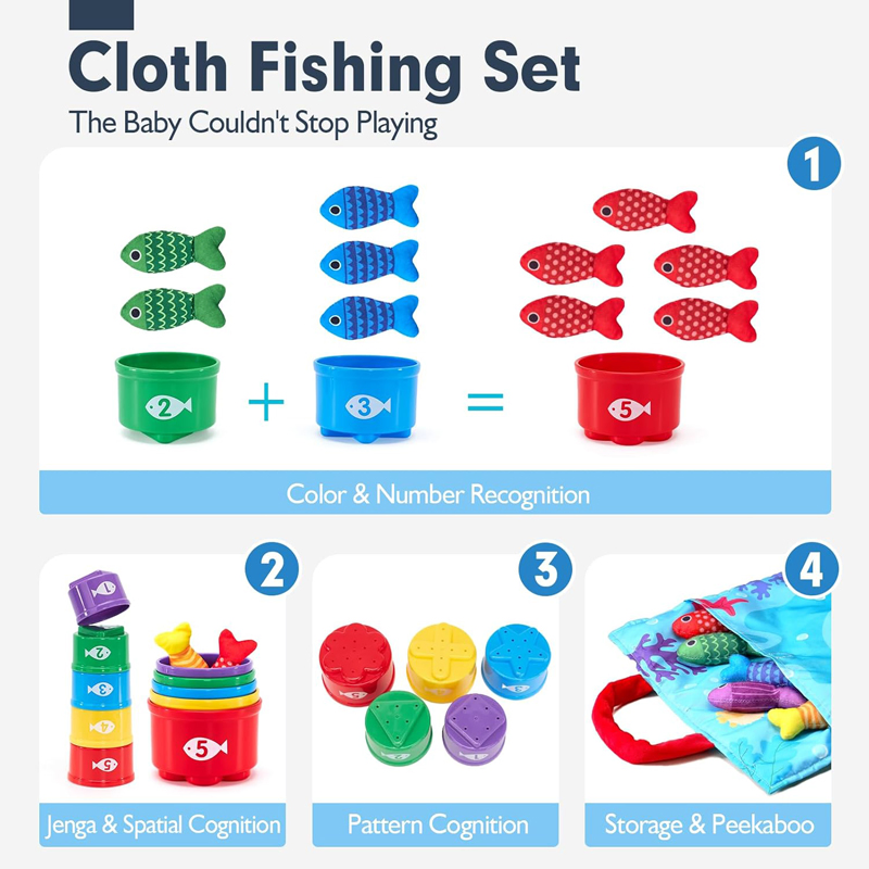 Educational Montessori Toddler Toy Baby Cloth Fishing Game Toy