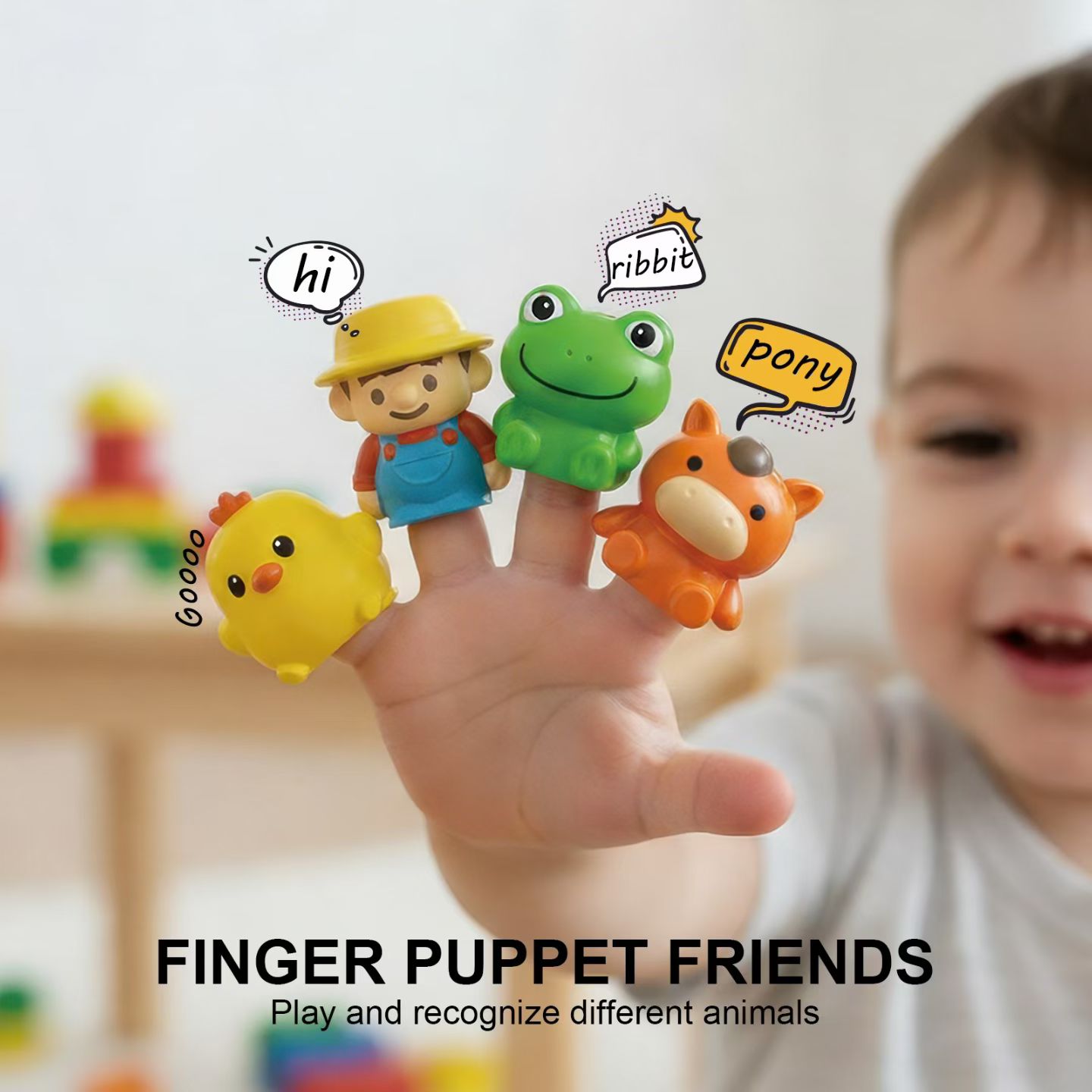 Toddler Early Learning Montessori Toys Farm Animals Train 10 Finger Puppets Sorting Counting Matching Toys