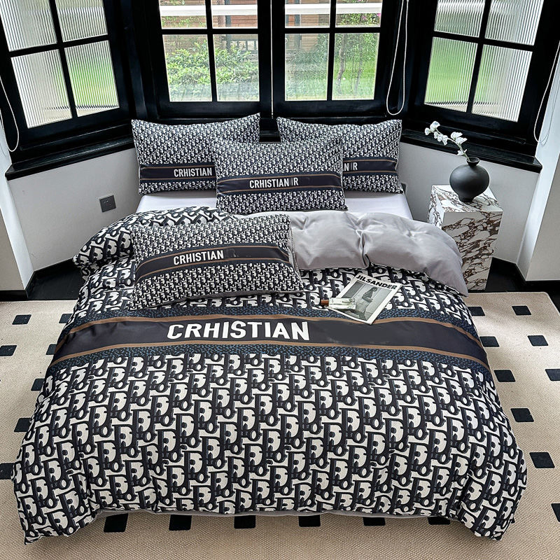 4PCS White Washed Silk Duvet Cover Set Fashion Design Quilt Cover Set Duvet Cover Pillowcase Bedding Set