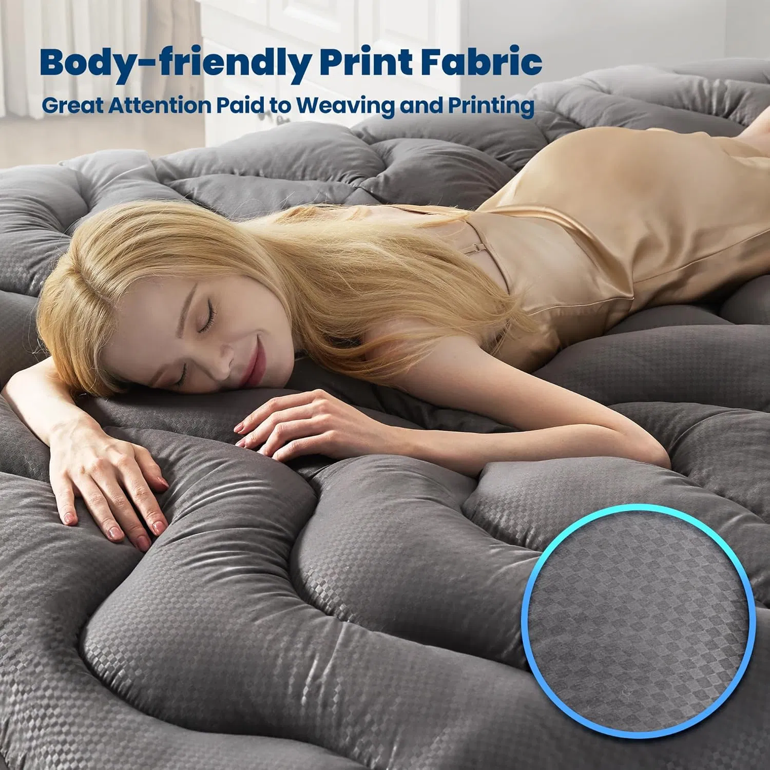 Soft Quilted Mattress Pad Ergonomic Zoned Mattress Pad Topper for Back Pain