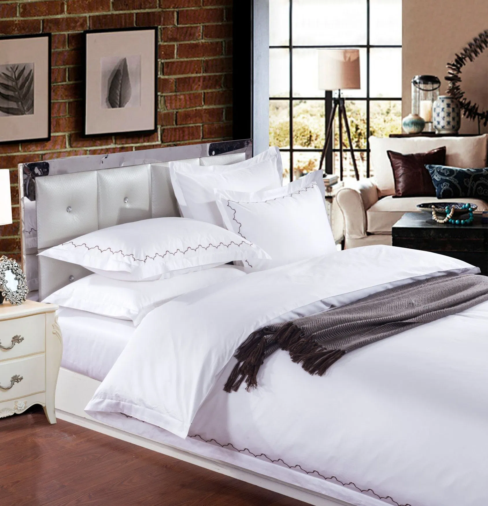 High Quality Luxury Hotel 300t Weave 100% Cotton Microfiber Bedding Sheet Set Hotel Bedding Textile