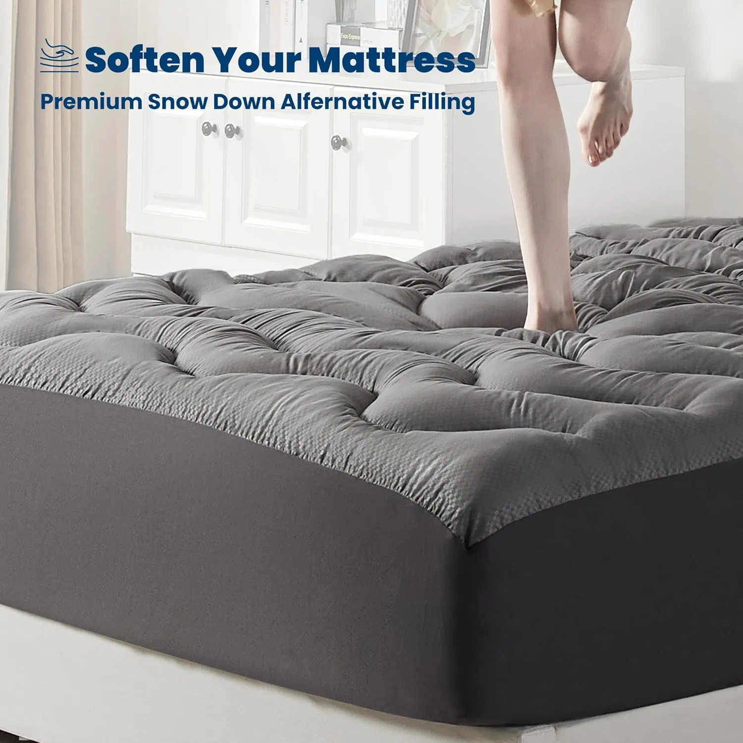 Soft Quilted Mattress Pad Ergonomic Zoned Mattress Pad Topper for Back Pain