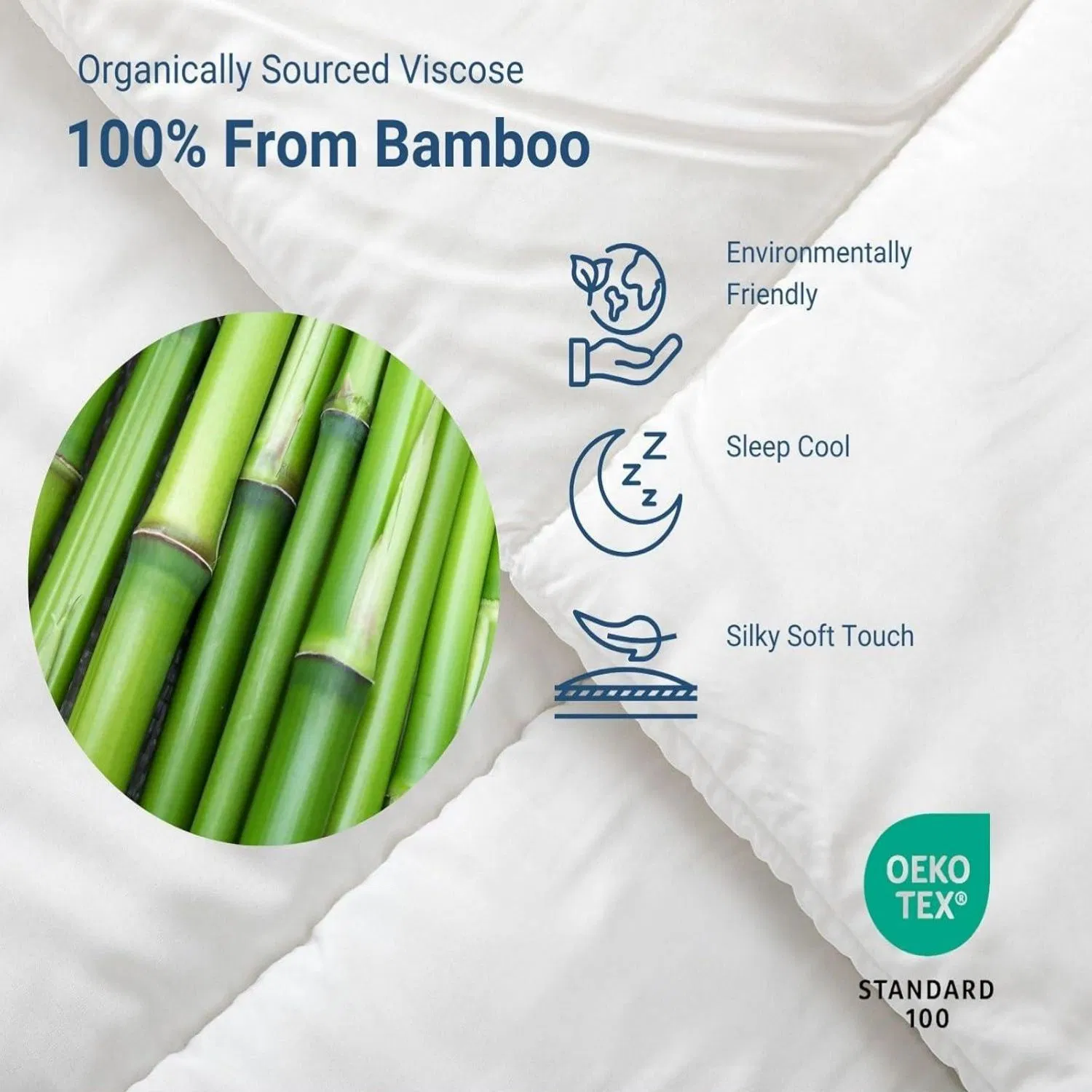 100% Bamboo Fiber Viscose Queen Hypoallergenic Cooling Moisture Wicking Bed Set All Seasons Lightweight Plush Design Organic Quilts 80" X 90" Comforter Bedding