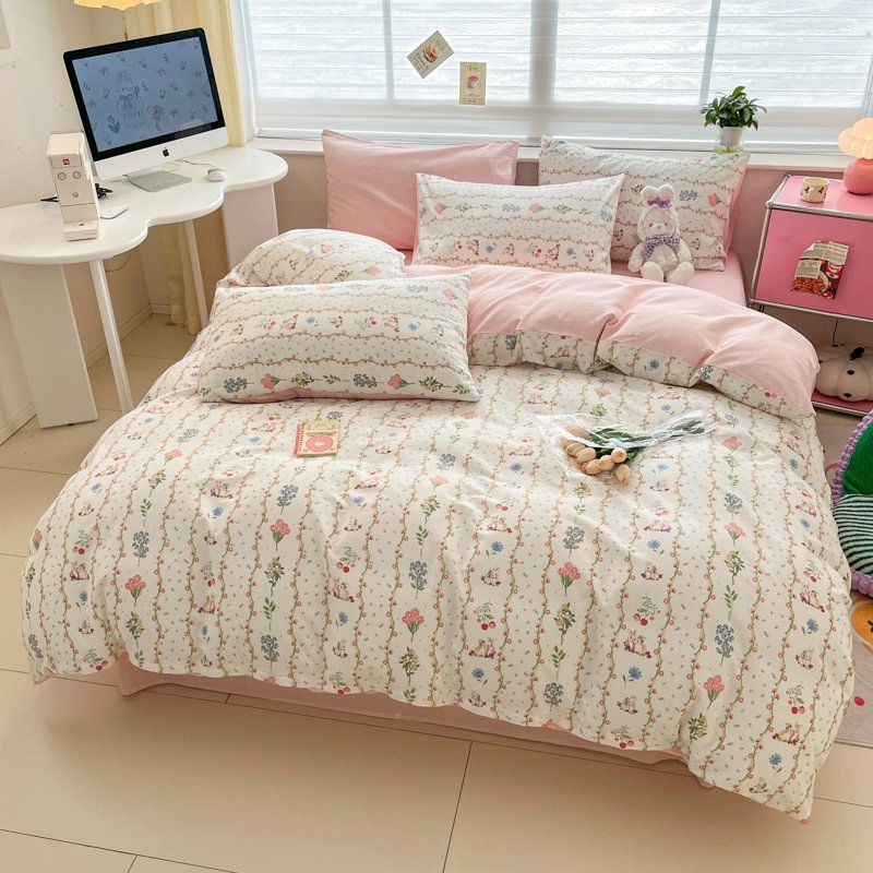 Home Textile Sabanas Bed Sheet Linens Bedcover Quilt Cover 100% Cotton Printed Bedding Set
