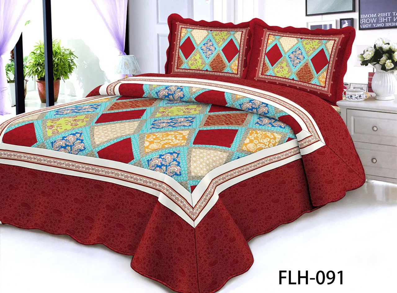 Disperse Printing 3-Piece Include 2 Pillow Shams Patchwork Bedspread Blanket Quilt Set