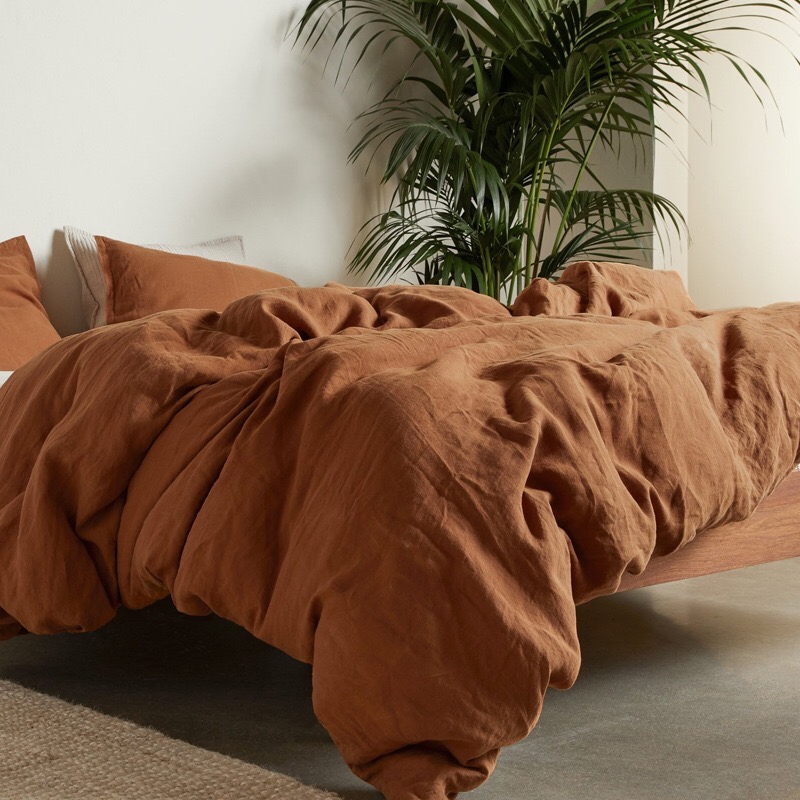 Light Luxury Bed Linen Kins Size Flat Fitted Sheet French Washed Pure Linen 4PCS Duvet Comforter Quilt Cover Custom Sabanas Solid Color Guangdong Bedding Set