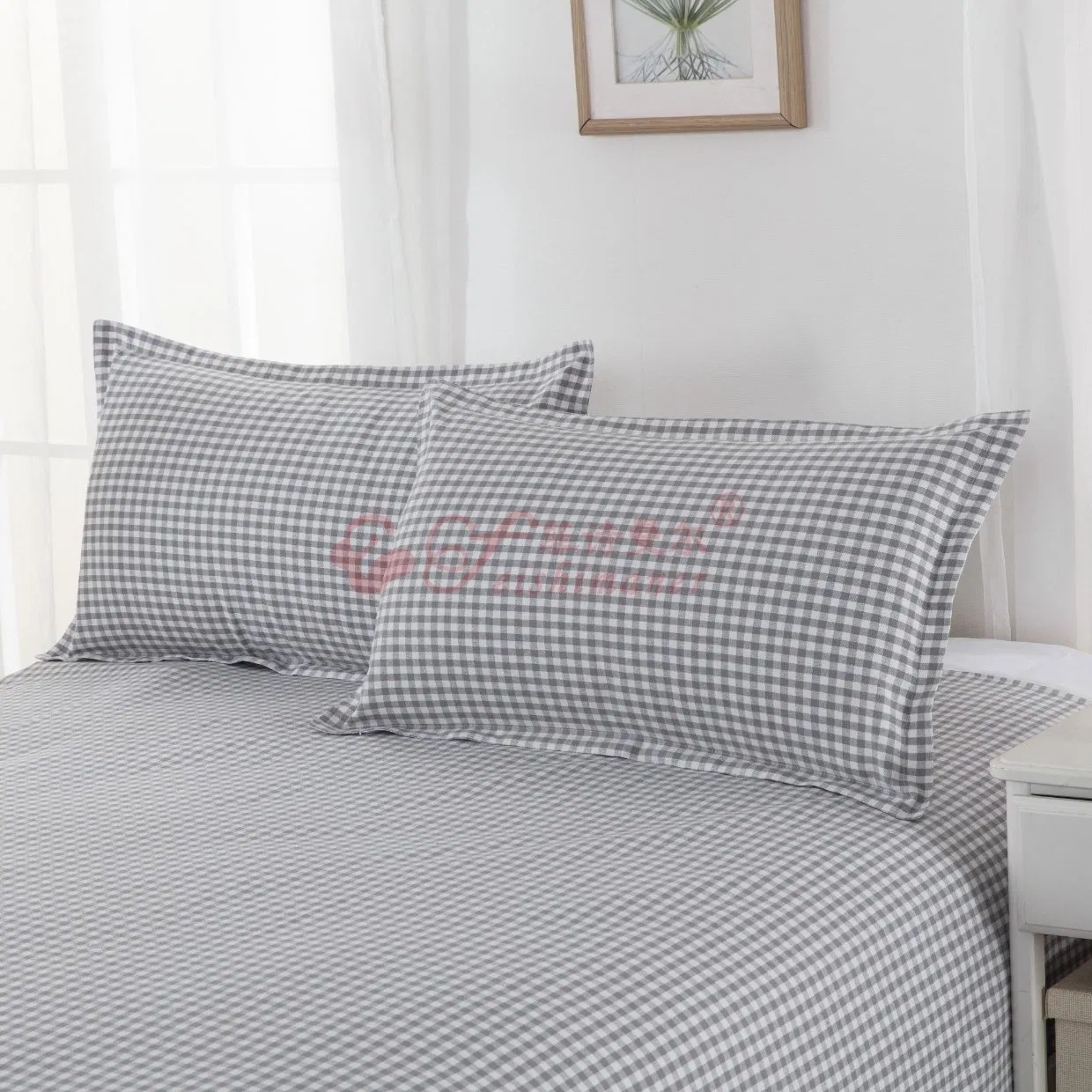 Comfortable Soft Cooling Cotton Linen Blend 2 Pillowcase Bedding Sheet 3 Pieces Set