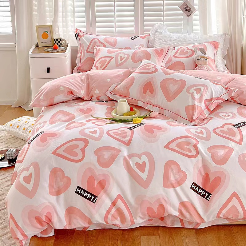 Hot Sale Fashion Cartoon Printed Bedding Cotton Duvet Cover 4PCS Kids Bedding Sets with Button Closure