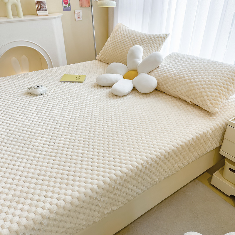 High Weight 3D Flannel Fleece Bedding 3PCS Set Super Soft Coral Velvet Winter Bed Sheets Bedding Fitted Sheet Set