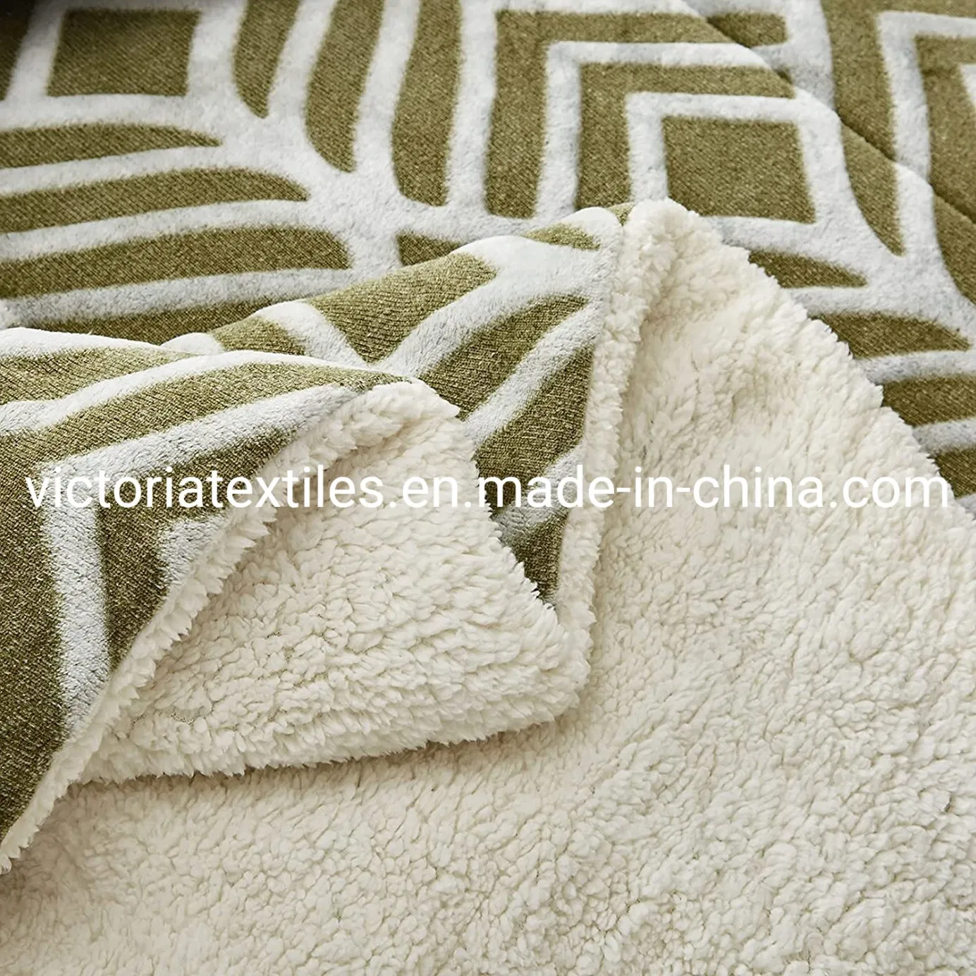 Winter Comforter Bedding Sets, Printed Softness Flannel Sherpa Comforter Set 3PCS