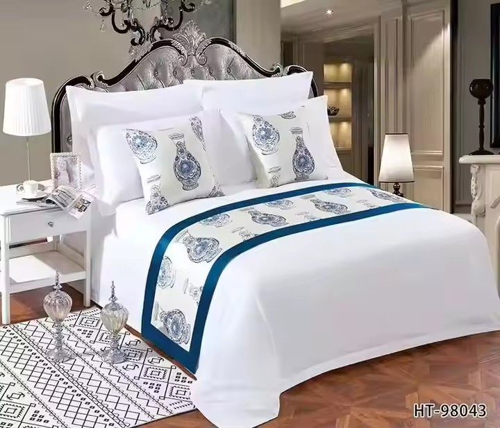 Luxury 100% Cotton Bed Runner Set for Five Stars Hotel