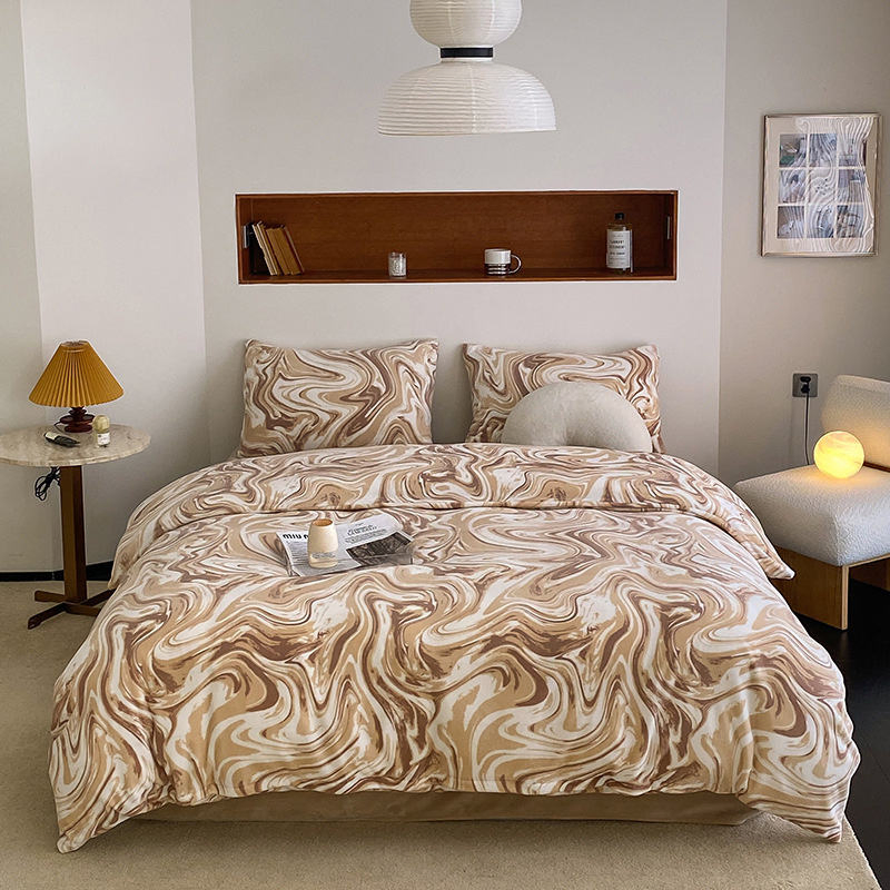 Home Warm Milk Velvet Duvet Cover Set Winter Thicken Queen King Size Quilt Cover Bedding Set