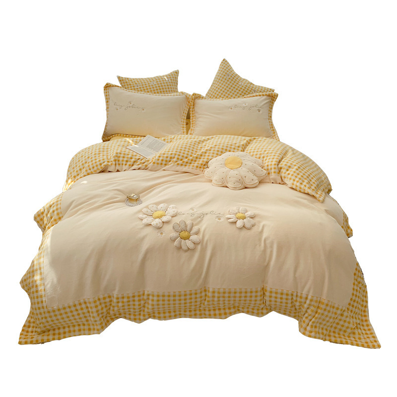 Home Cute Bedding Set Bedspread Duvet Cover Microfiber Bedsheet Fabric