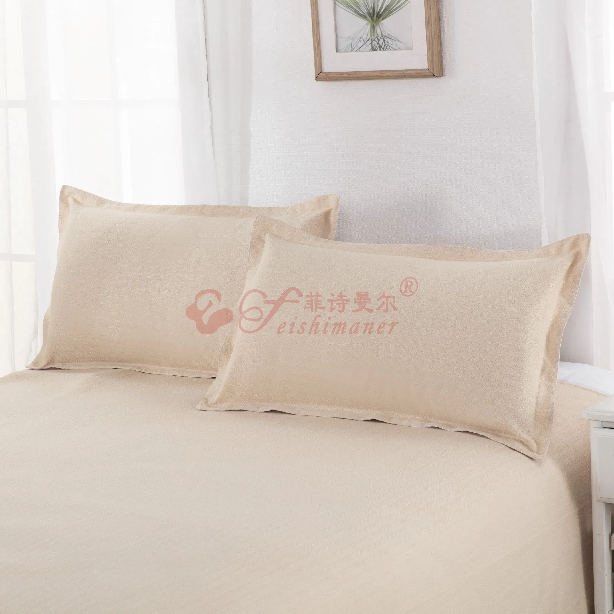 Not Easy to Pilling Breathable Cooling Cotton Hemp Simple Color Bedding 3-Piece Set