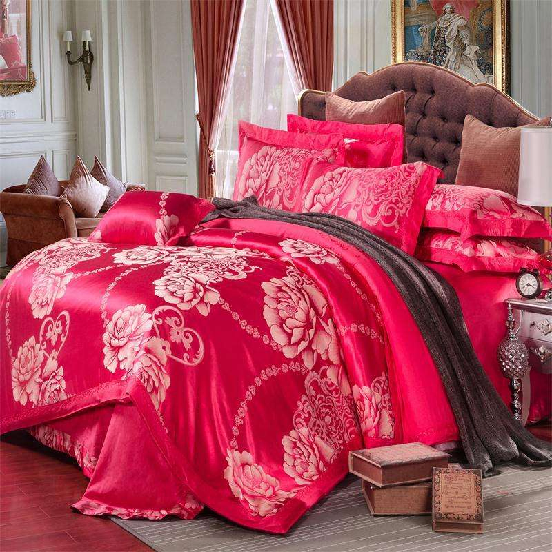 Custom Duvet Cover Set Super King Silk Cotton Jacquard Embroidered Solid Colour Hotel Bedding Set