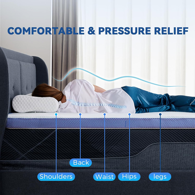 Twin Premium Memory Foam Mattress Topper with Advanced Cooling Tech Removable Cover