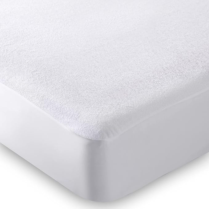 100% Waterproof Mattress Protector-Extra Deep 40cm Stretch Skirt Double Bed--Washable, Anti Allergy