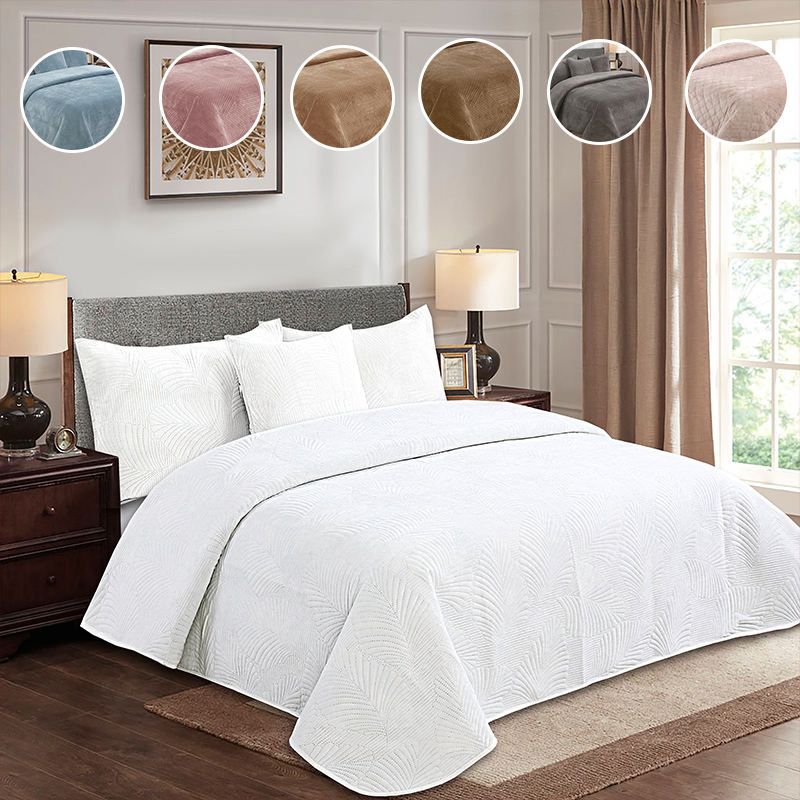 Wholesale Hotel Ultrasonic King White Comforter Bed Quilt Pillowcase Breathable Warm Blanket Bedding Set