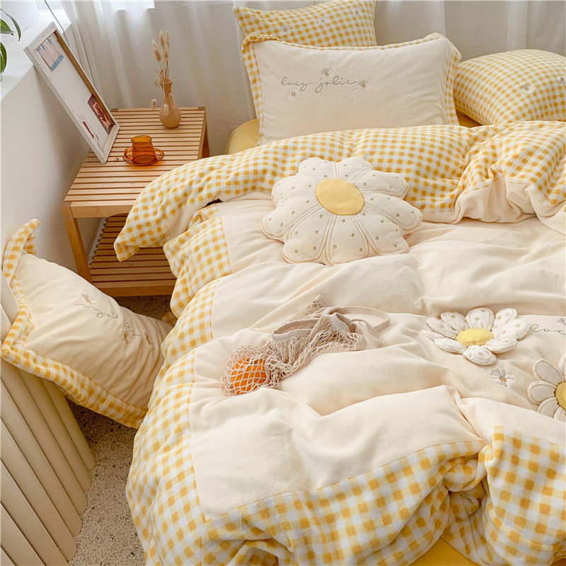 Home Cute Bedding Set Bedspread Duvet Cover Microfiber Bedsheet Fabric