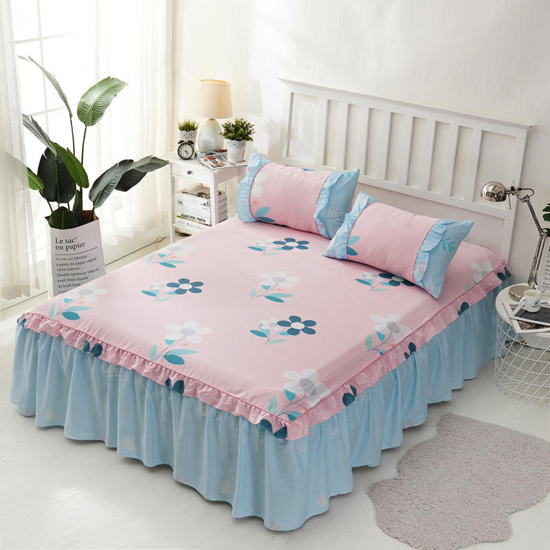 Custom Printed Modern Style Bed Skirt Pure Cotton Twin Queen King Size Bed Cover for Home