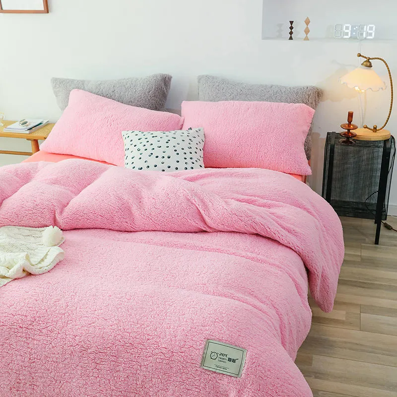 Winter Bedding Sets Teddy Sherpa Fleece Flannel Bedding Cashmere Bed Sheet Duvet Cover
