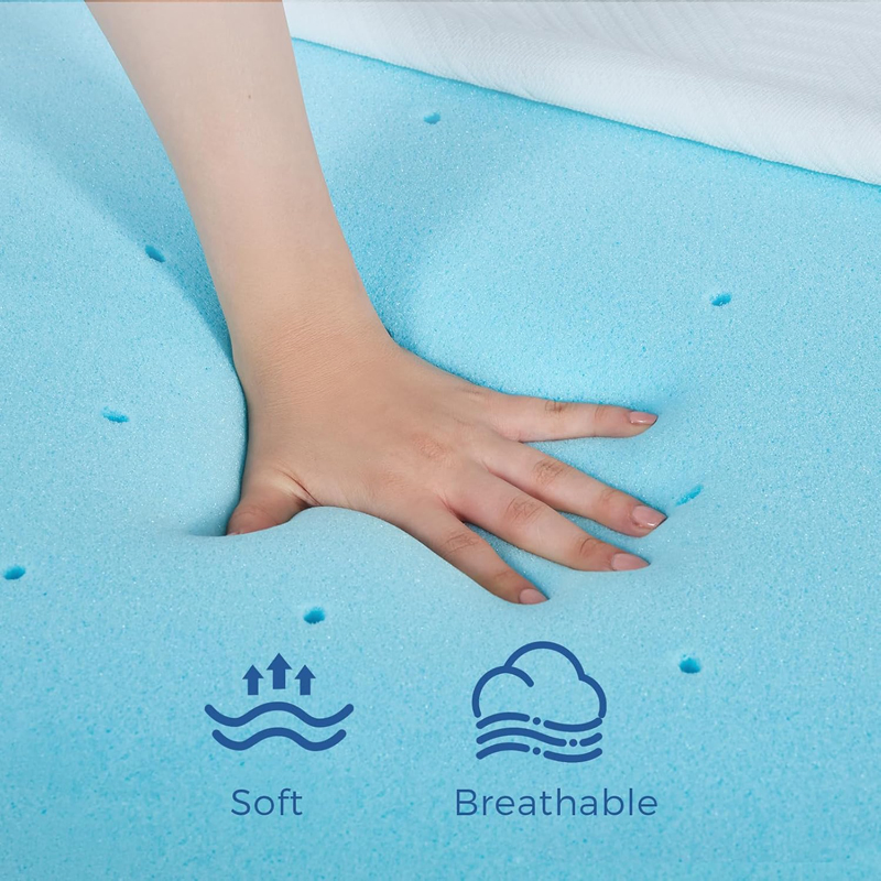 Twin Premium Memory Foam Mattress Topper with Advanced Cooling Tech Removable Cover