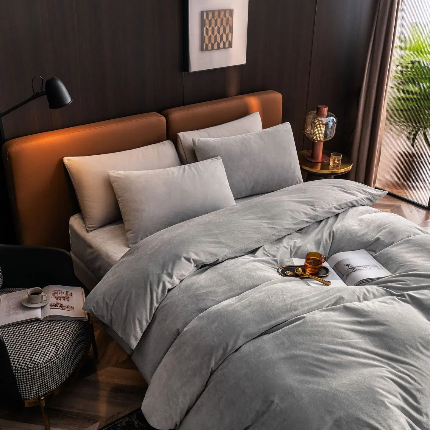 Mink Velvet Four-Piece Winter Plush Warm Quilt Cover Net Red Crystal Velvet Blanket 4 Four-Piece Set ODM/OEM