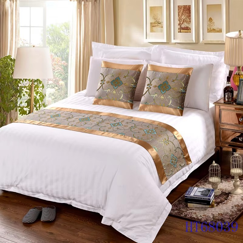 Luxury 100% Cotton Bed Runner Set for Five Stars Hotel