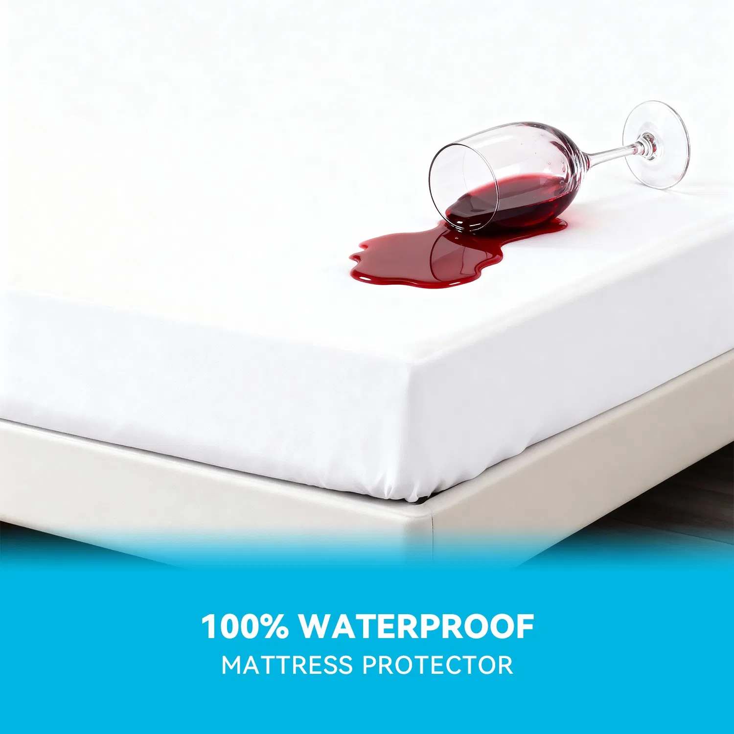 100% Waterproof Mattress Protector-Extra Deep 40 Cm Stretch Skirt-Washable, Anti Allergy