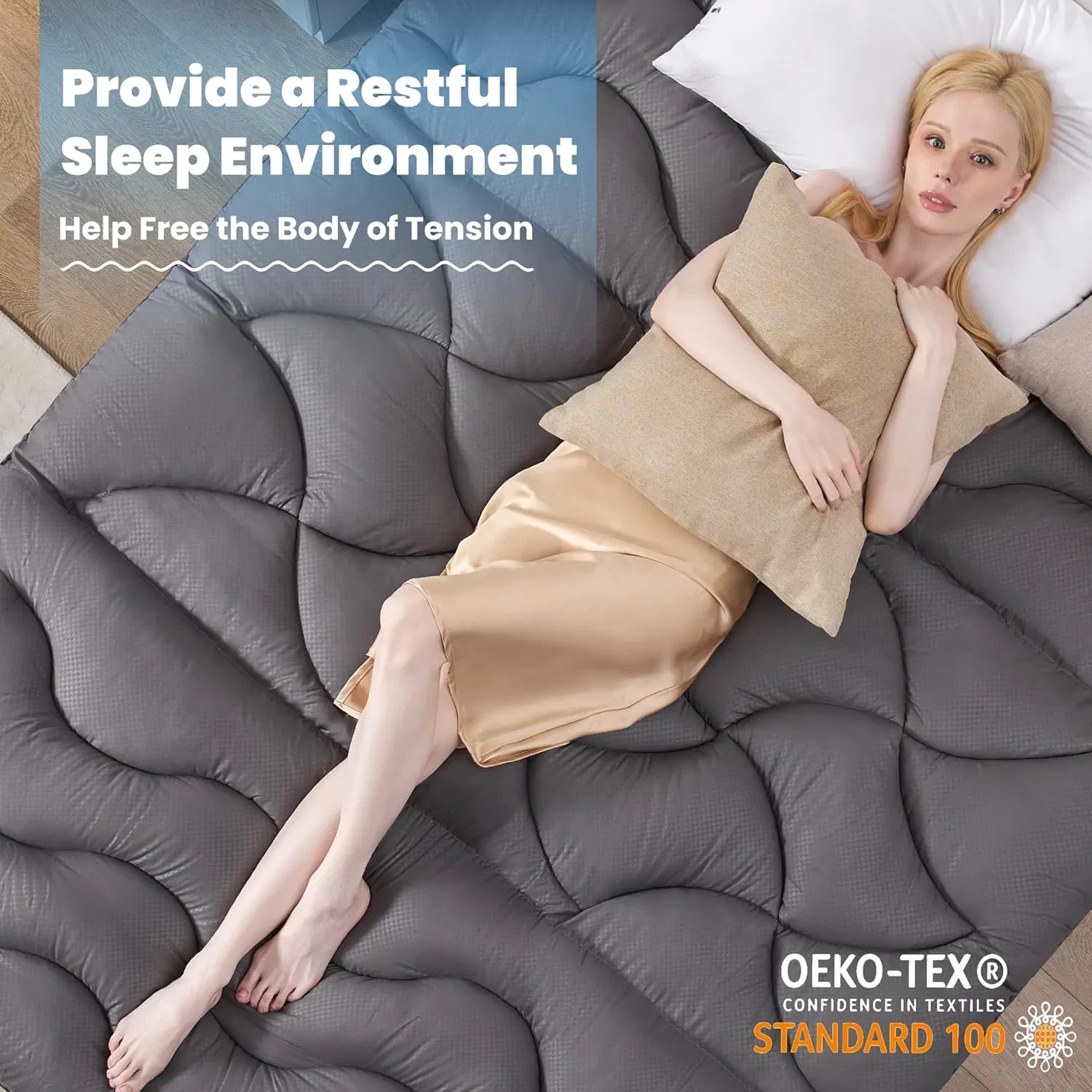 Soft Quilted Mattress Pad Ergonomic Zoned Mattress Pad Topper for Back Pain