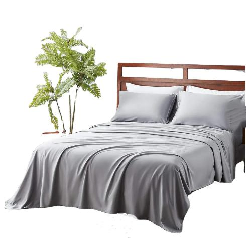 100% Bamboo Like Silk Fabric Breathable Cooling Bed Sheet Set Bedding