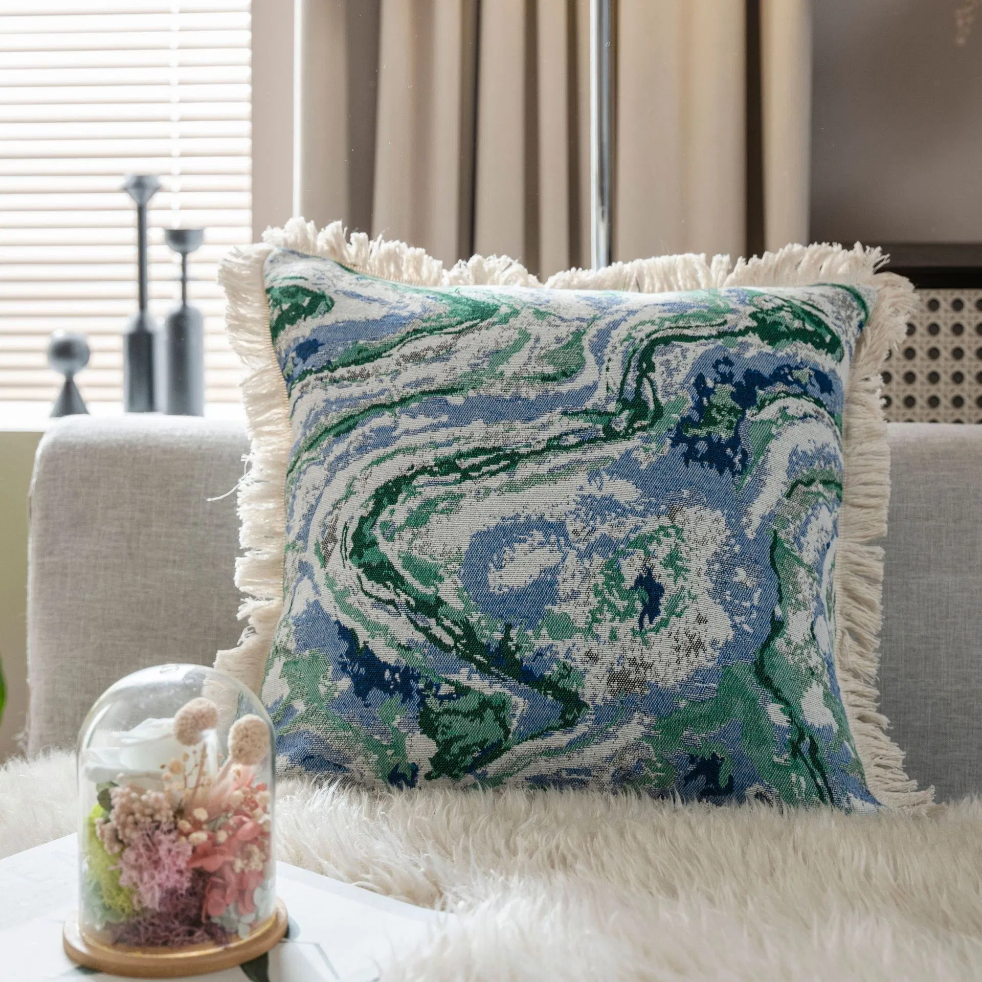 Throw Pillow Cover Oriental Style Luxury Bloom Pillow Case 18X18 Inch Decorative Men Women Room Cushion Cover