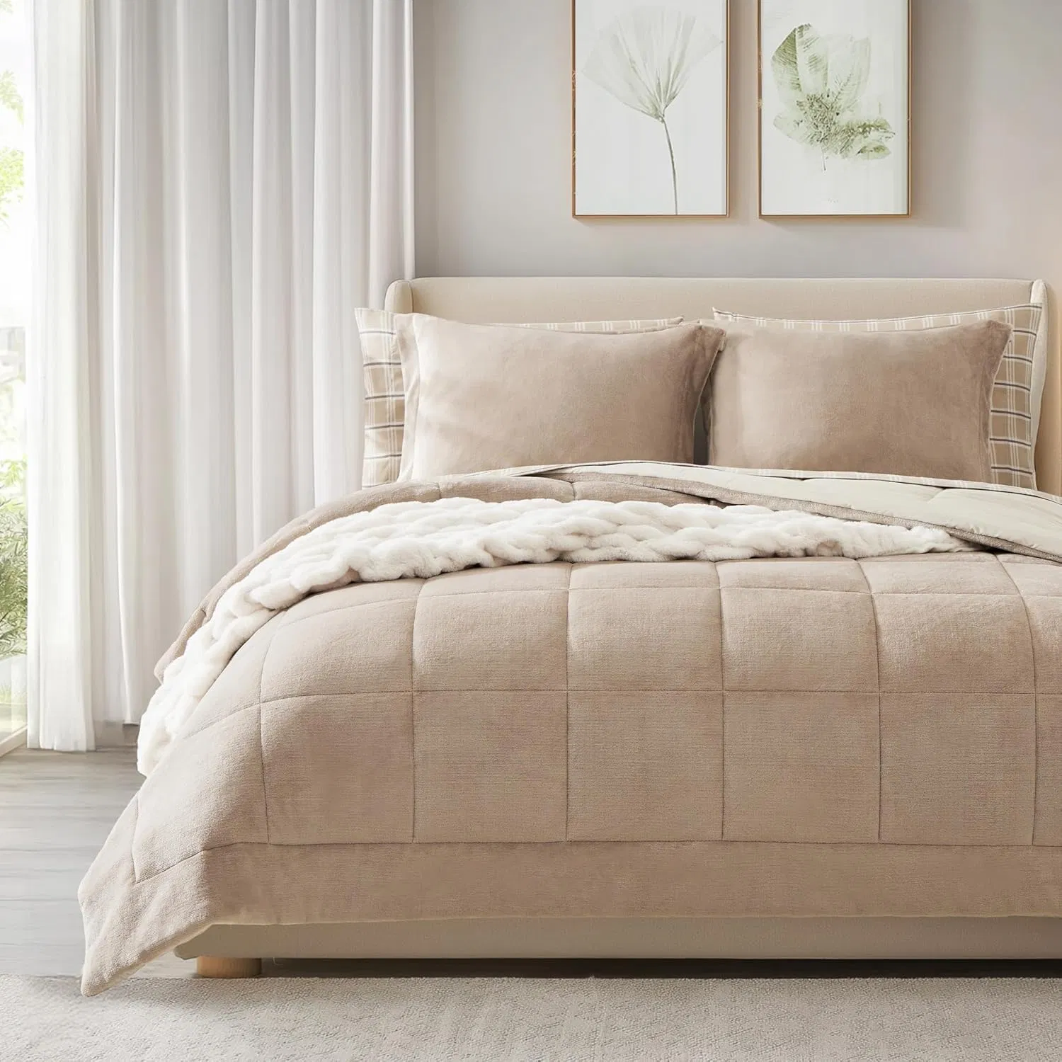 Plush Comforter Set Flannel Velvet Comforter Sets 7 Pieces