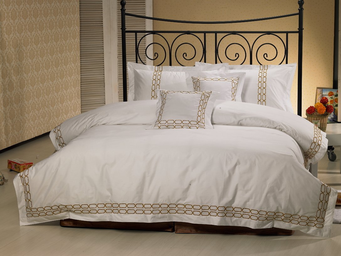 Luxury Five Star Hotel Linen 1000 Thread Count Cotton Satin Bedsheet /Duvet Cover for Single/Double/Twin/Queen/Full King Size with Logo 4PCS Hotel Bedding Sets